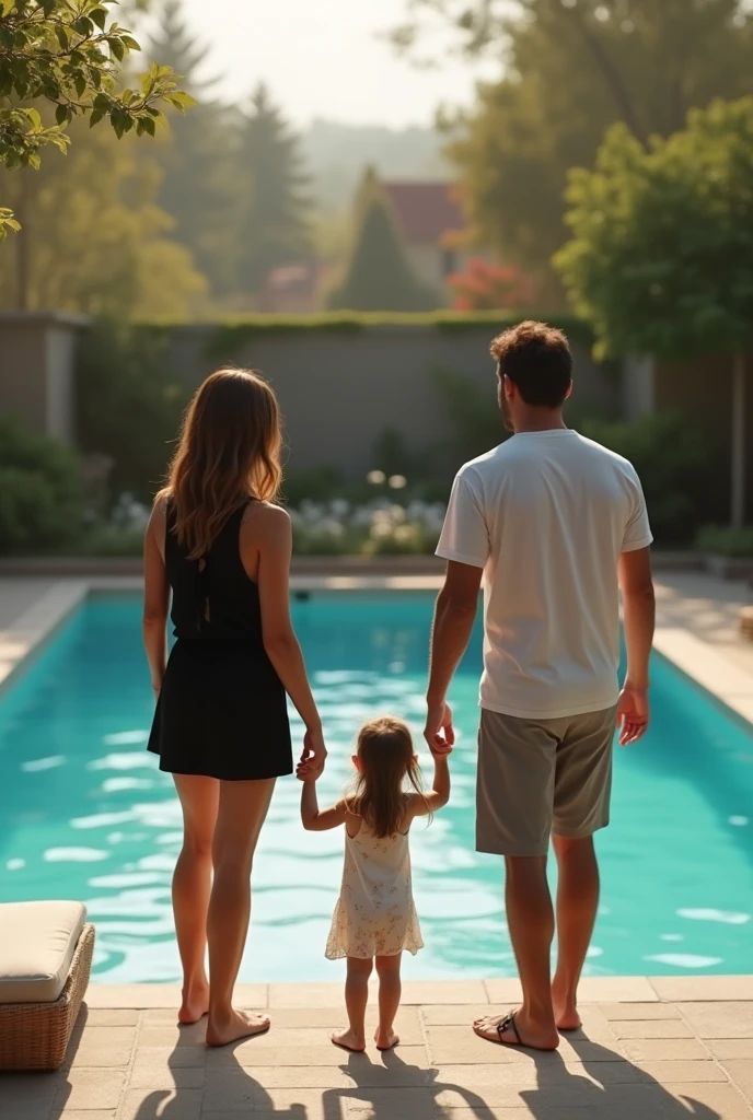 un jour j'ai rêvé être dans une maisons au bord de la piscine debout avec ma femme que je veux épouser et de notre futur ,
elle portait une courte robe noire elle tenait la main gauche de notre futur prtite fille et moi la droite nous trois devant la piscine