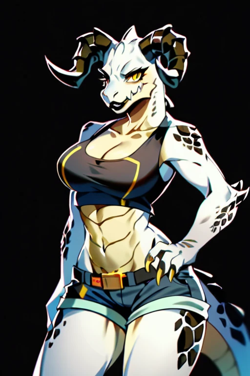 Solo, score_9,score_8_up,score_7_up, source_anime, aegis, kemono style, aegis, Anthro reptile girl, snout, green scaled skin, yellow eyes, black lips, black ram horns, tail, black lips, tall, Anthro deathclaw from fallout, deathclaw girl, (best quality), (4k), bulletproof vest, holding a rusty gun, blue shorts, in a ruined city, looking at viewer, (((Masterpiece))), ((4k)), (best body), Solo, score_9,score_8_up,score_7_up, kemono style, Anthro deathclaw from fallout, Anthro reptile girl, snout, green scaled skin, gold eyes,