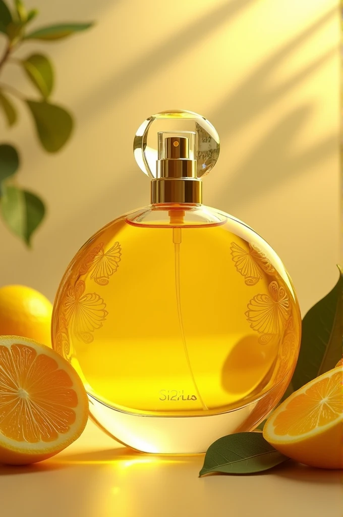 Conceptual Sicilian Lemon Perfume Bottle 