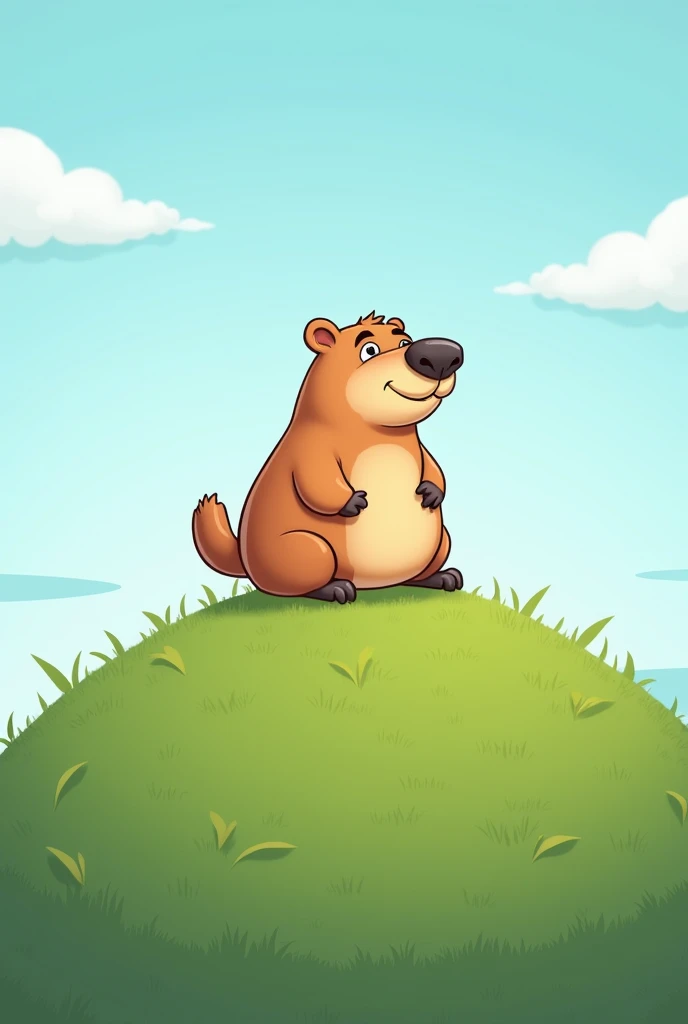 a capybara on top of a hill cartoon