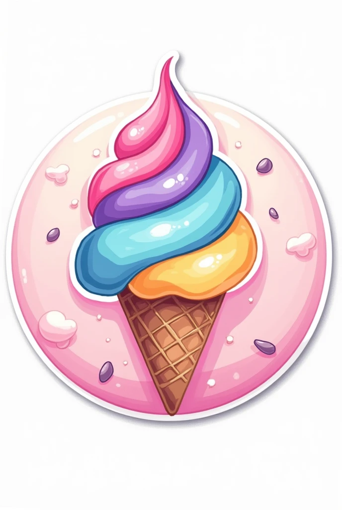 circle with an ice cream inside with many colors sticker 