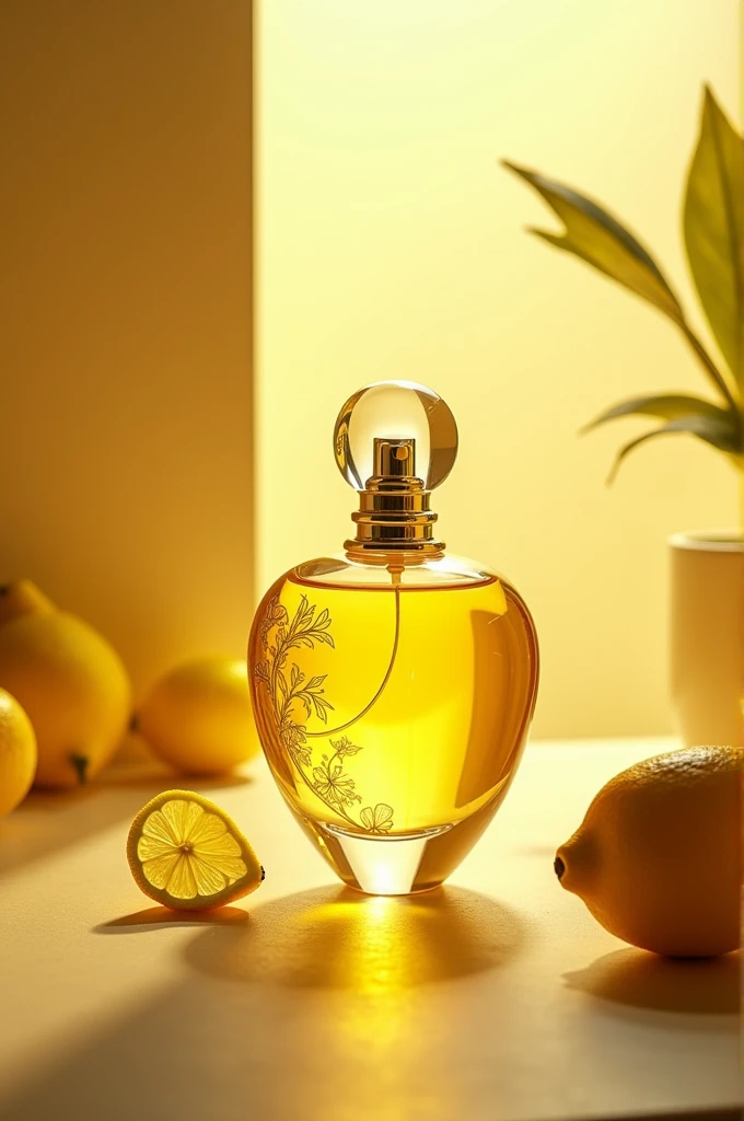 Conceptual Sicilian Lemon Perfume Bottle