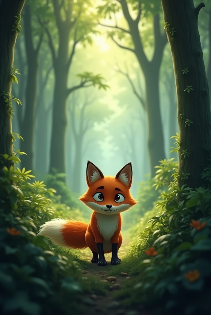 Fox lost in the forest Suddenly, He realized that he didn't know how to get back home..