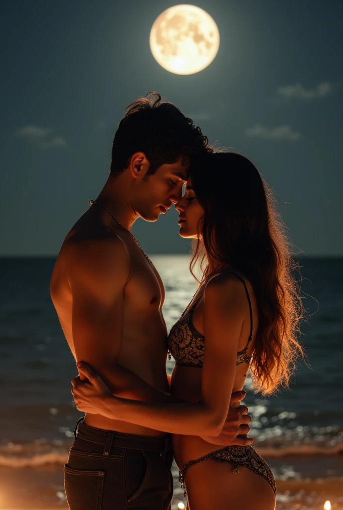A Indian boy sex with rassian adult girl in moon. Girl is rassian and wear short clothes bikani and bra .