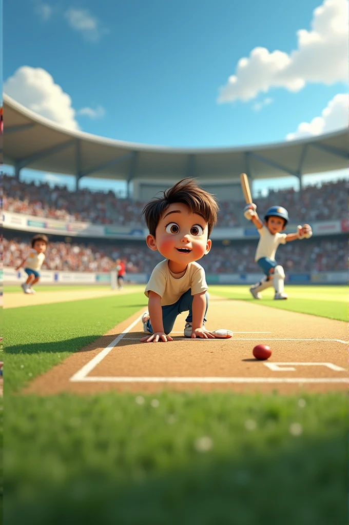 Boy watching cricket
