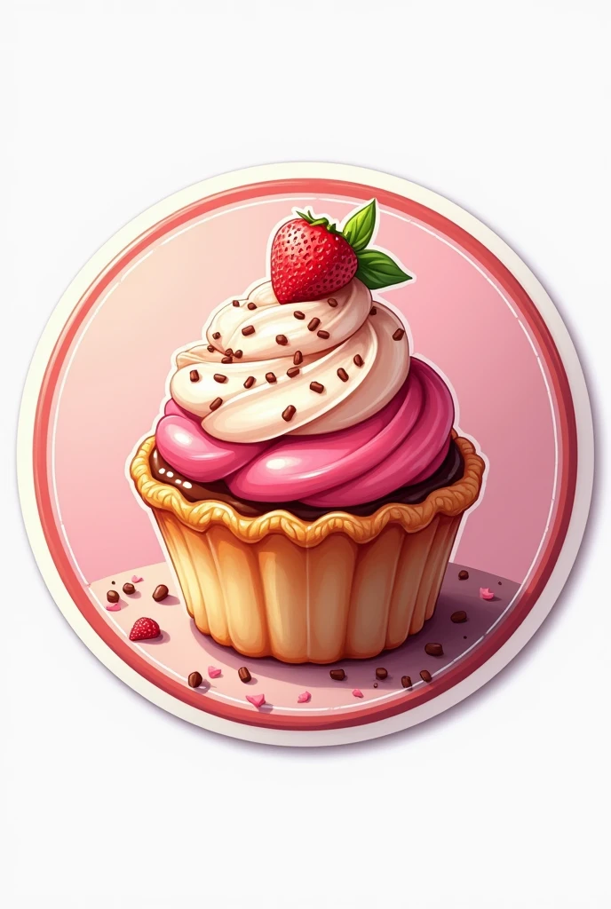circle with a dessert inside with many colors realistic sticker