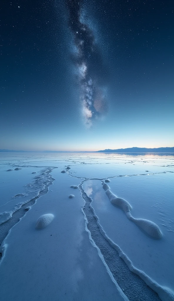 ((masterpiece, highest quality, Highest image quality, High resolution, photorealistic, Raw photo, 8K)), ((Extremely detailed CG unified 8k wallpaper)), The starry sky reflected in the Uyuni Salt Flats,