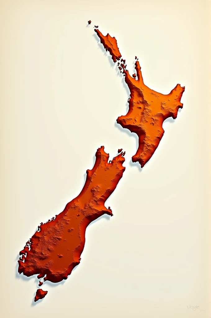 Highlight the new zealand map drom google earth with orange colors