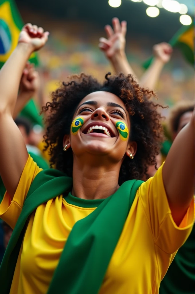 Brazilian Woman Cheering for Brazil