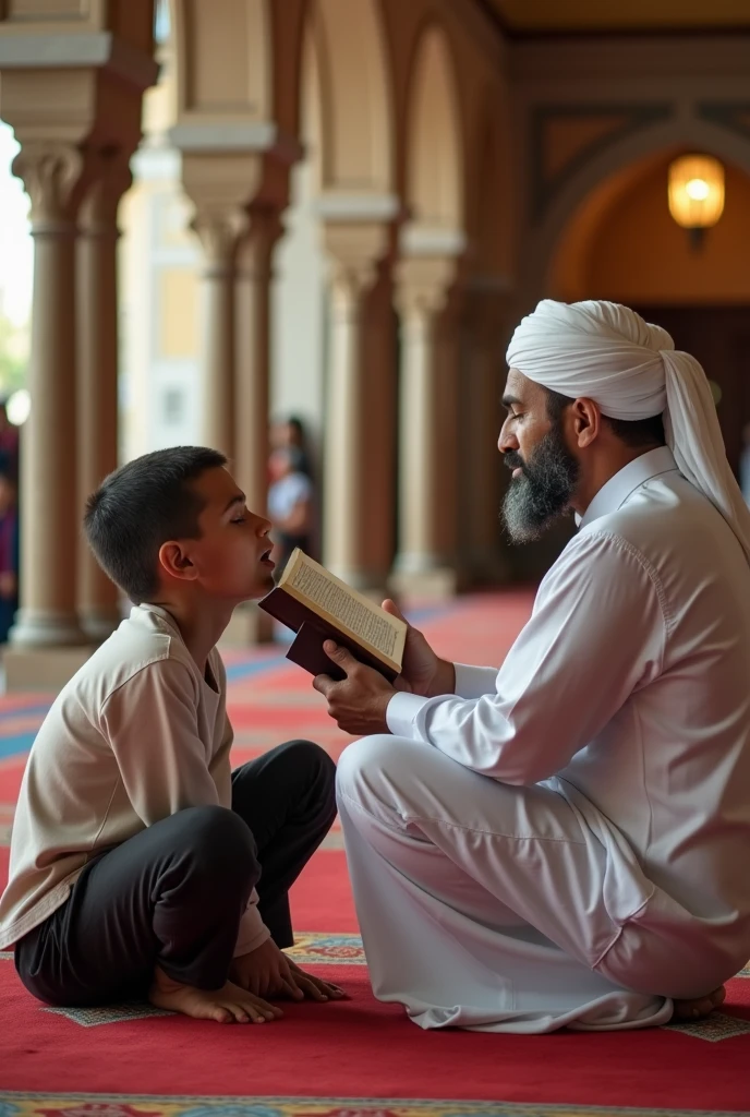  Arab, Boy squatting, religious ritual, man licking boy&#39;s anus, sheikh reading book, religious place