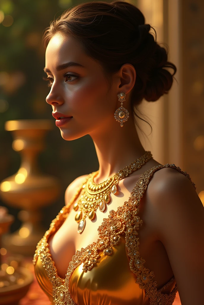 put some gold accessories on it