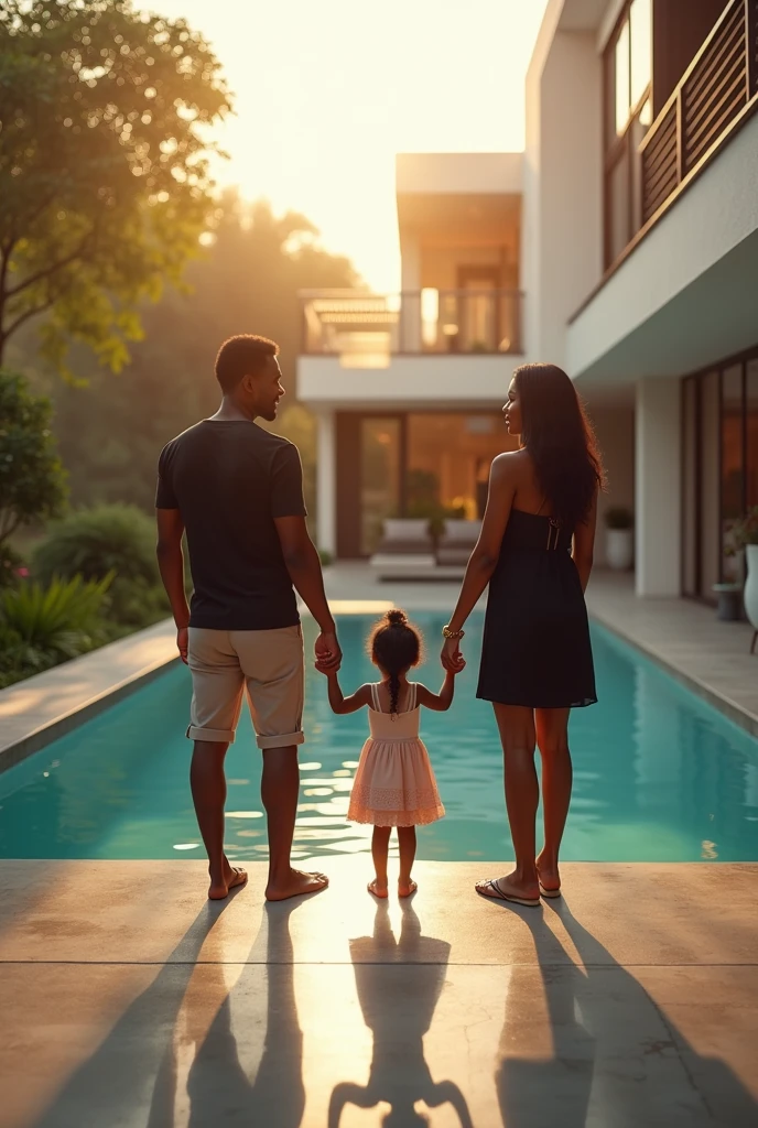 un jour j'ai rêvé être dans une belle maisons au bord de la piscine debout avec ma femme que je veux épouser et de notre futur ,
elle portait une courte robe noire. elle tenait la main gauche de notre futur prtite fille et moi la droite nous trois face à la piscine 
nous sommes des africain 