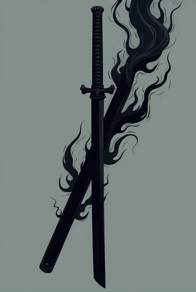 make a one black katana in a horizontal position that has a same 2d graphics of ninja saga and add black flame on the blade. i katana onlyy