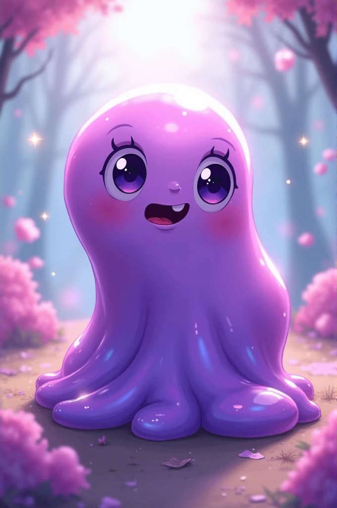 An anime style purple slime 
