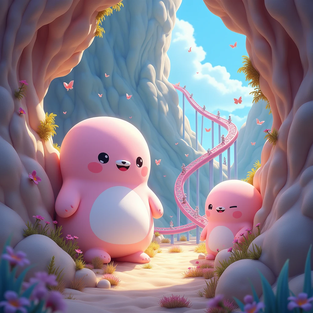 female squishmallows drawing (inside the giant rock, rollercoaster,)