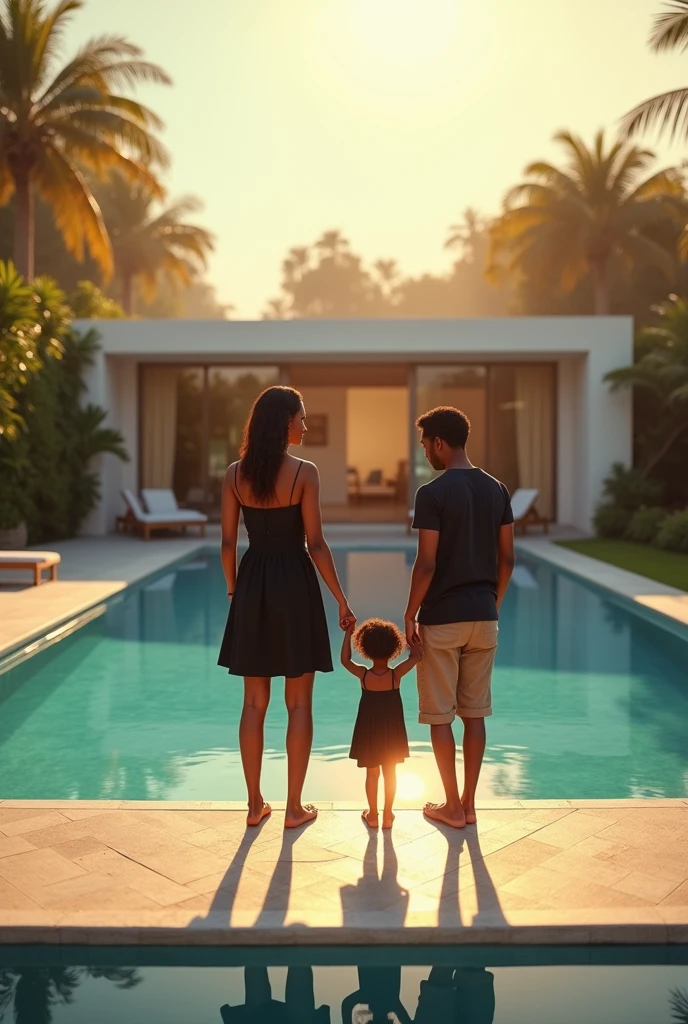 un jour j'ai rêvé être dans une belle maisons au bord de la piscine debout avec ma femme que je veux épouser et de notre futur ,
elle portait une courte robe noire. elle tenait la main gauche de notre futur prtite fille et moi la droite nous trois face à la piscine
nous sommes des africain