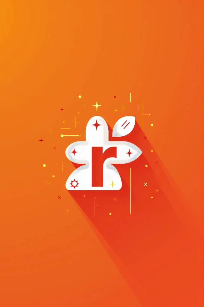 Create a logo with the letter R with several things around it with the main color orange.