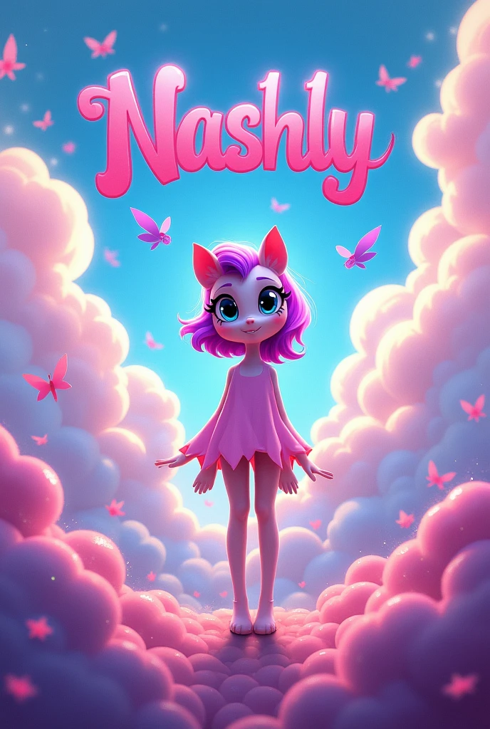 Nashly In the center full name with rainbow dash in the clouds and the purple and alcoiris name 