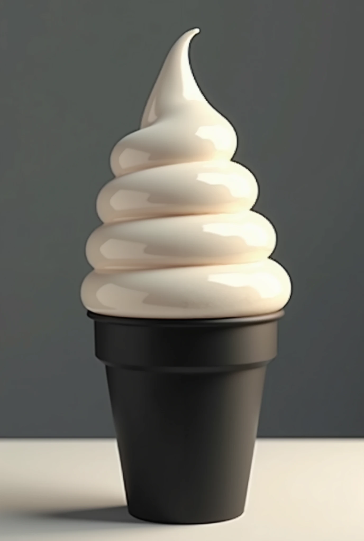 Soft serve ice cream in a black cone