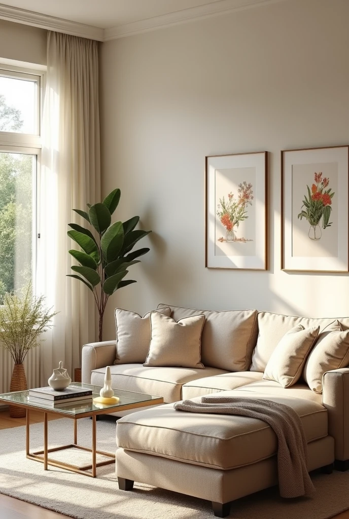I imagine a scene in a house decorated by a Libra housewife. The living room is elegantly arranged, with furniture with soft lines and neutral colors that create a feeling of balance and serenity. Walls can be adorned with artwork and framed pictures, carefully chosen to complement the room's color scheme. Fresh plants and flowers are arranged in strategic points, bringing a touch of nature and freshness to the environment.
The furniture arrangement is meticulously planned to ensure both comfort and aesthetics.. A stylish neutral fabric sofa is complemented by subtly patterned cushions, and a clear glass coffee table keeps the feeling of lightness. Light curtains allow natural light to enter, creating a bright and inviting space.
Every detail, from decorative accessories to the choice of fabrics and textures, reflects a search for harmony and functional beauty, with an environment that combines refinement and hospitality.