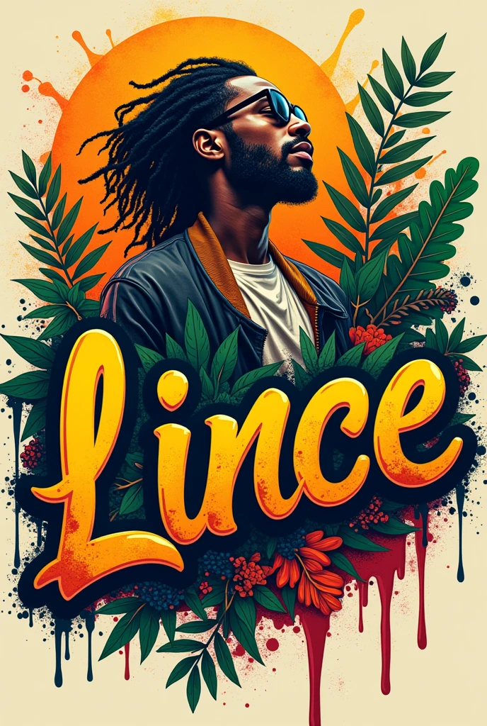 create an image of Brazilian Brazilianness that contains a writing called LINCE in streetwear font