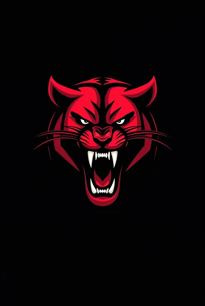 A logo with the head of a roaring panther in dark red with black writing "1 RH" in beautiful letters with a black background in the size 1080px X 1080px