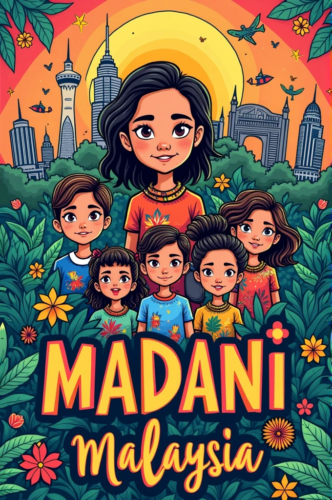 Independence doodle art poster entitled Madani Malaysia