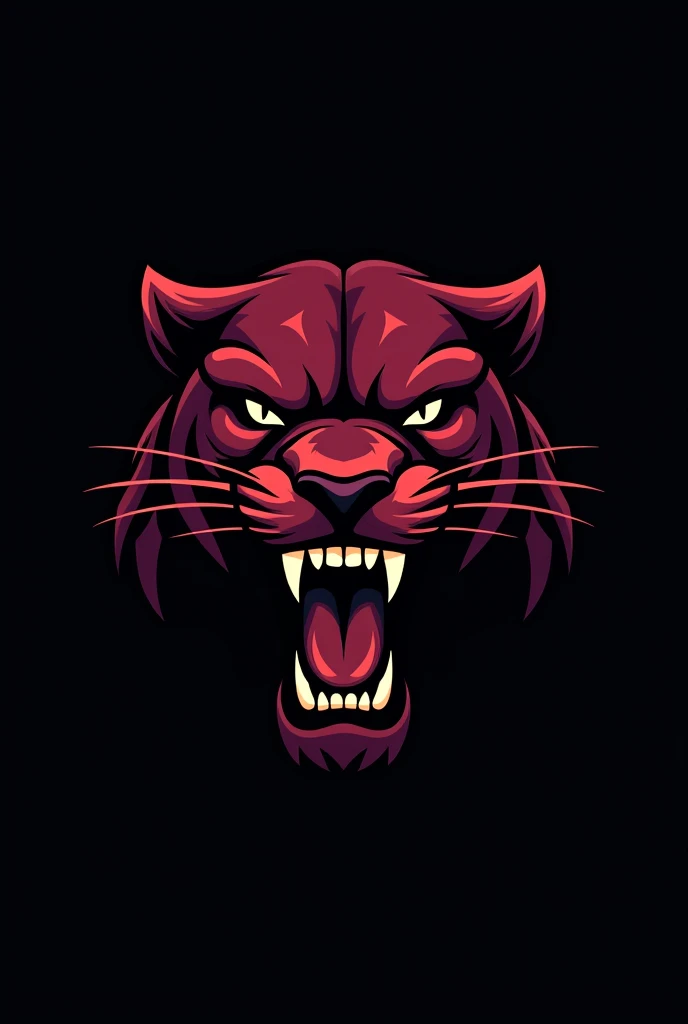 A logo with the head of a roaring panther in wine color with black writing "1 RH" in beautiful letters with a black background in the size 1080px X 1080px