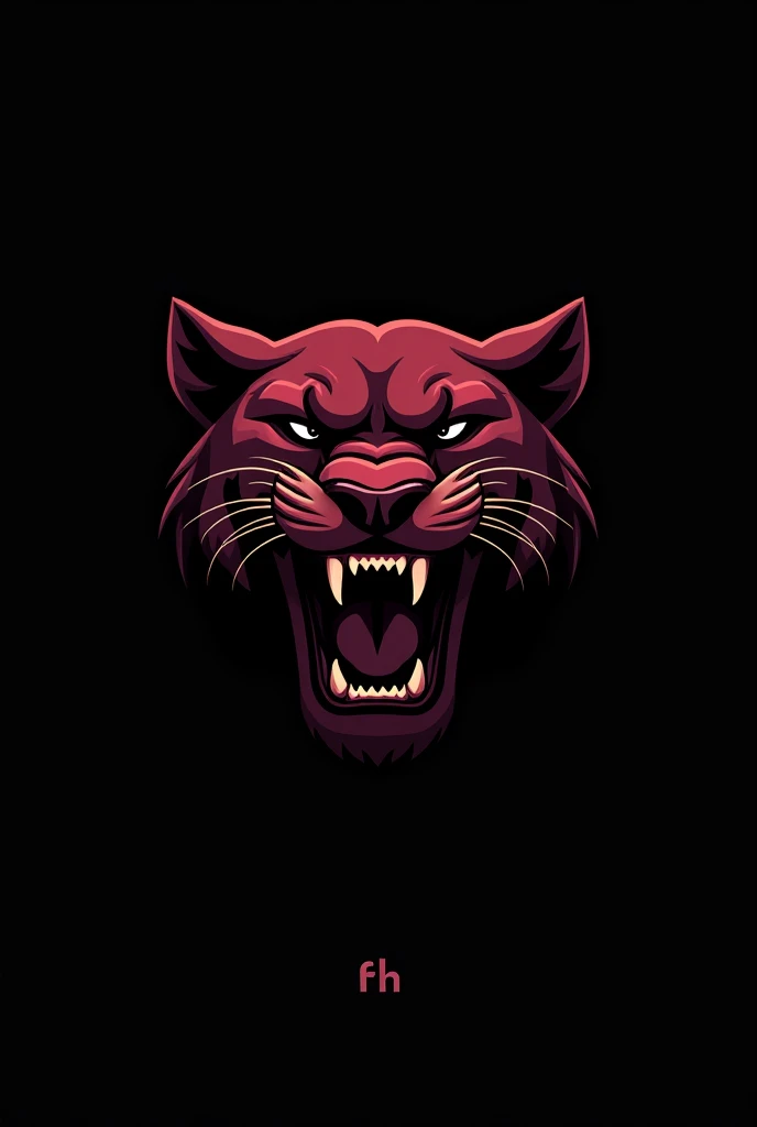 A logo with the head of a roaring panther in wine color with black writing "1 RH" with black background in size 1080px X 1080px