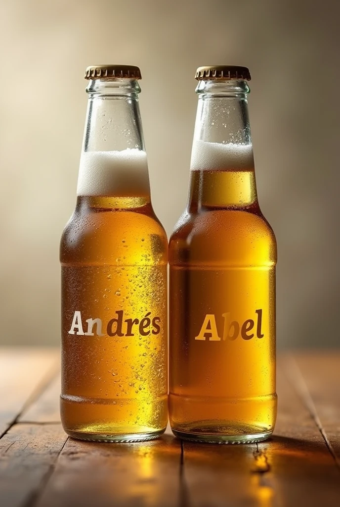 Believe me, two beer jars, one with the name of Andrés and the other with the name of Abel