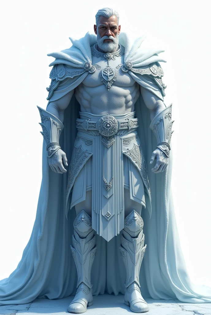 a character for the word ‘Galciers’. Maybe a handsome man, a king, a fighter, facing in front and in white background