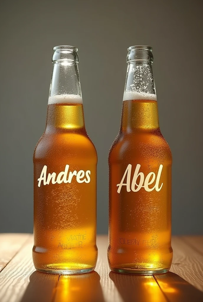 Believe me, two beer jars, one with the name of Andrés and the other with the name of Abel