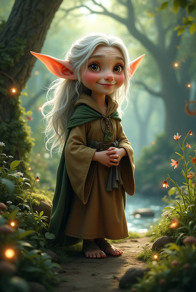 A smiling old female elf 