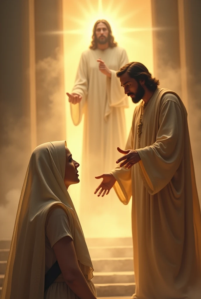 Create Pastor Fatima going towards Jesus Christ 
