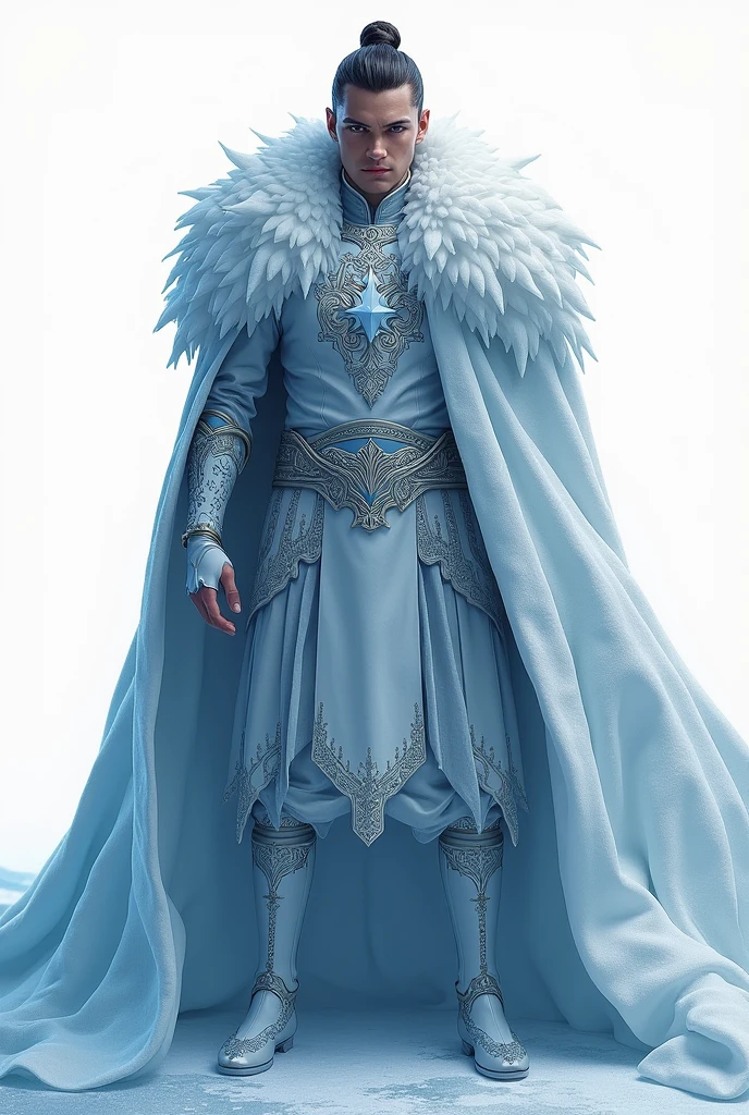 a character for the word ‘Glaciers’. Maybe a handsome boy, a king, a fighter, facing in front and in white background