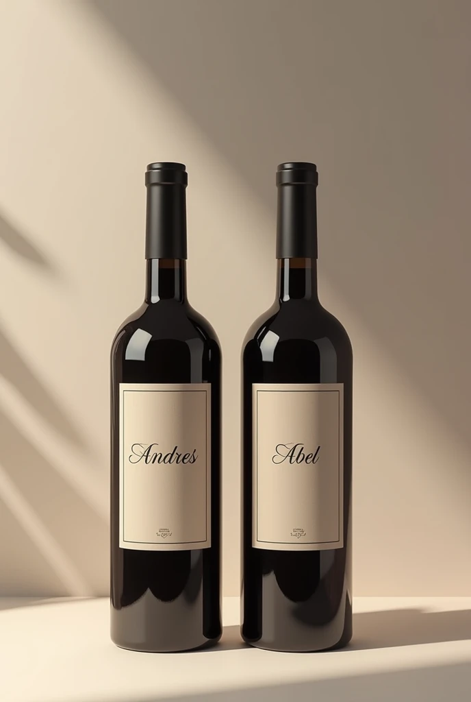 Believe me, two bottles of wine, one with the name of Andrés and the other with the name of Abel