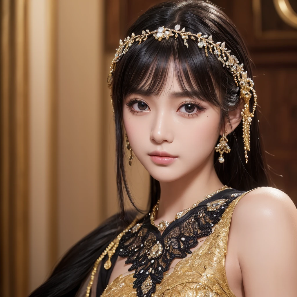 ((Highest quality、8k、masterpiece、Realistic live action：1.3))、(One amazingly cute and beautiful dancer), 、 Highly detailed skin texture, Intricately detailed, double eyelid, Beautiful thin nose, , (Shiny black hair, Medium Straight Hair ), Beautiful Skin, Big eyes, 、Additional HD , masterpiece、((Realistic live action))、Face Focus