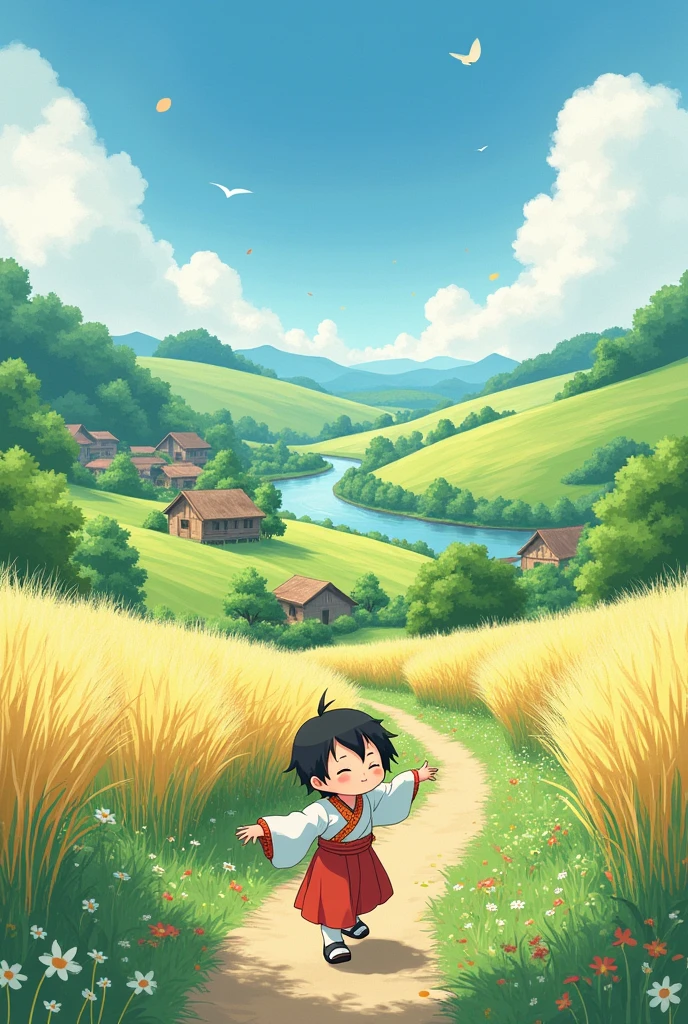 Rural life illustration,Hayao Miyazaki's painting style