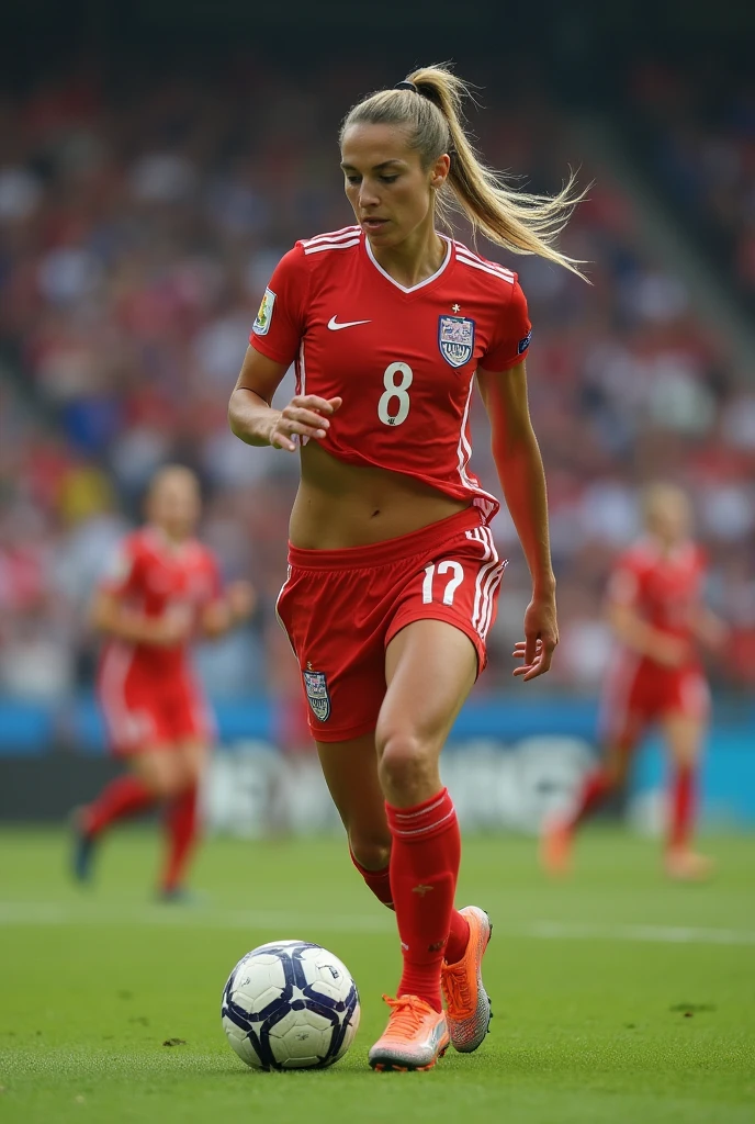Women's football, with all the players naked