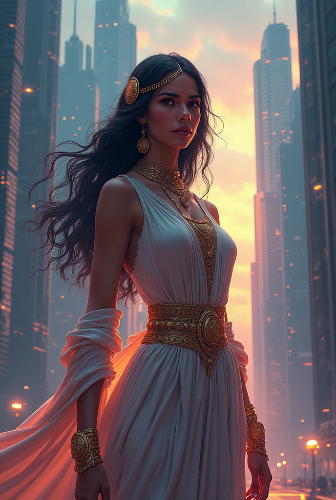 Make a poster about a modern-day female god