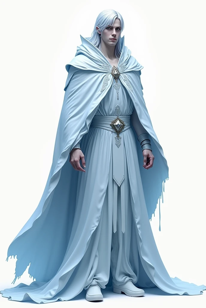 a character for the word ‘Glaciers’. Maybe a magical boy, a king, a fighter, facing in front and in white background. not a human realistic and not 3D