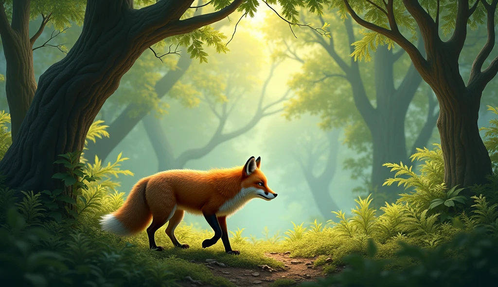 Fox in a forest alone