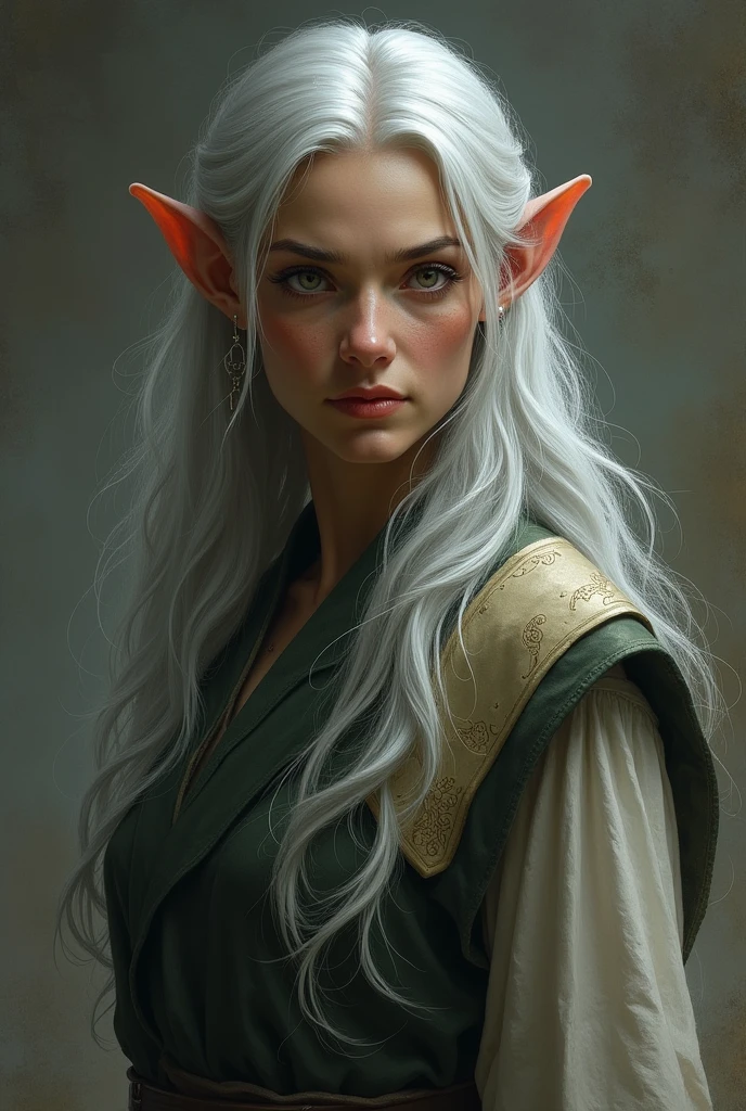 An old elf woman looking straight ahead

