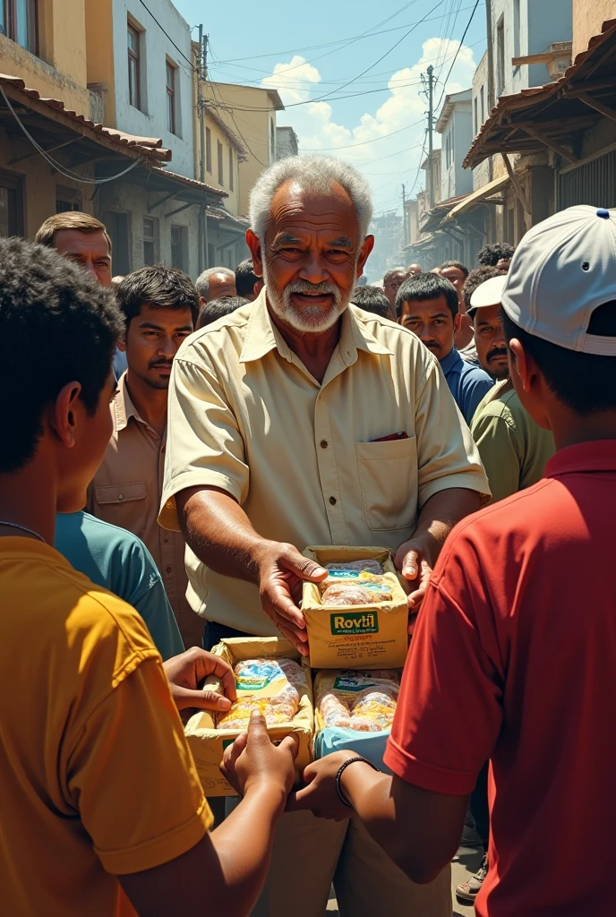 Lula giving food to the poor