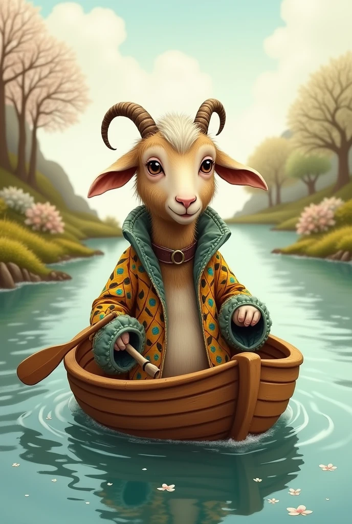 Joan is a goat that wears a coat in a boat