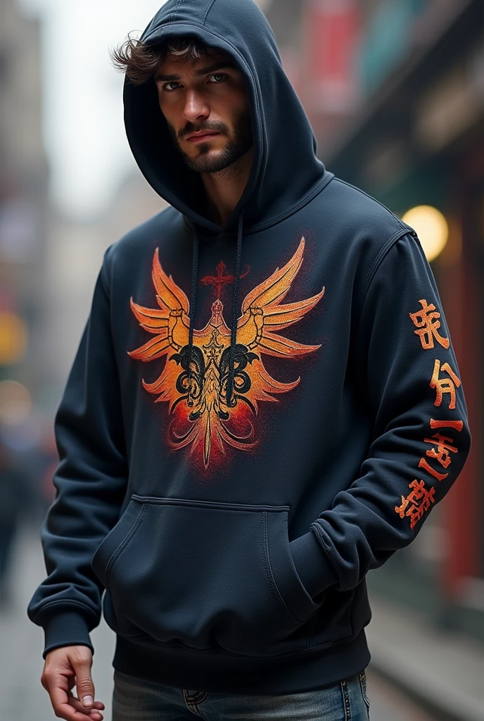 Create a sweatshirt that has the MH logo