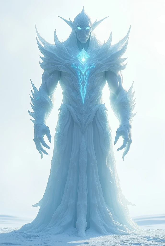 a character for the word ‘Glaciers’. Maybe an ice boy, a king, a fighter, facing in front and in white background