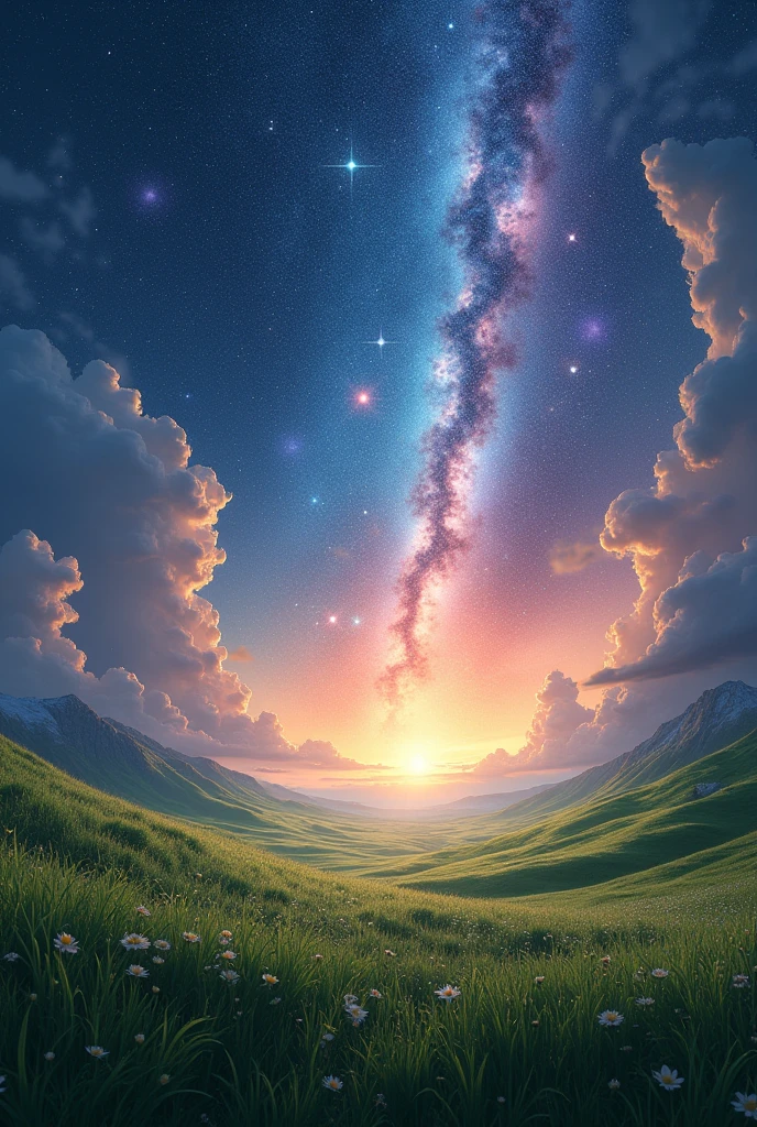 The space with the best quality and the best galactic blue and purple color and the best angle in the grass in the green mornings, the most awesome view in the world. 