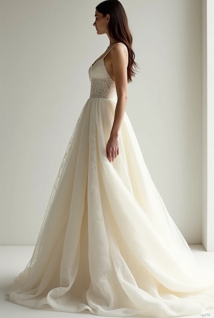Make a picture of a white dress from elegant and unique wool material