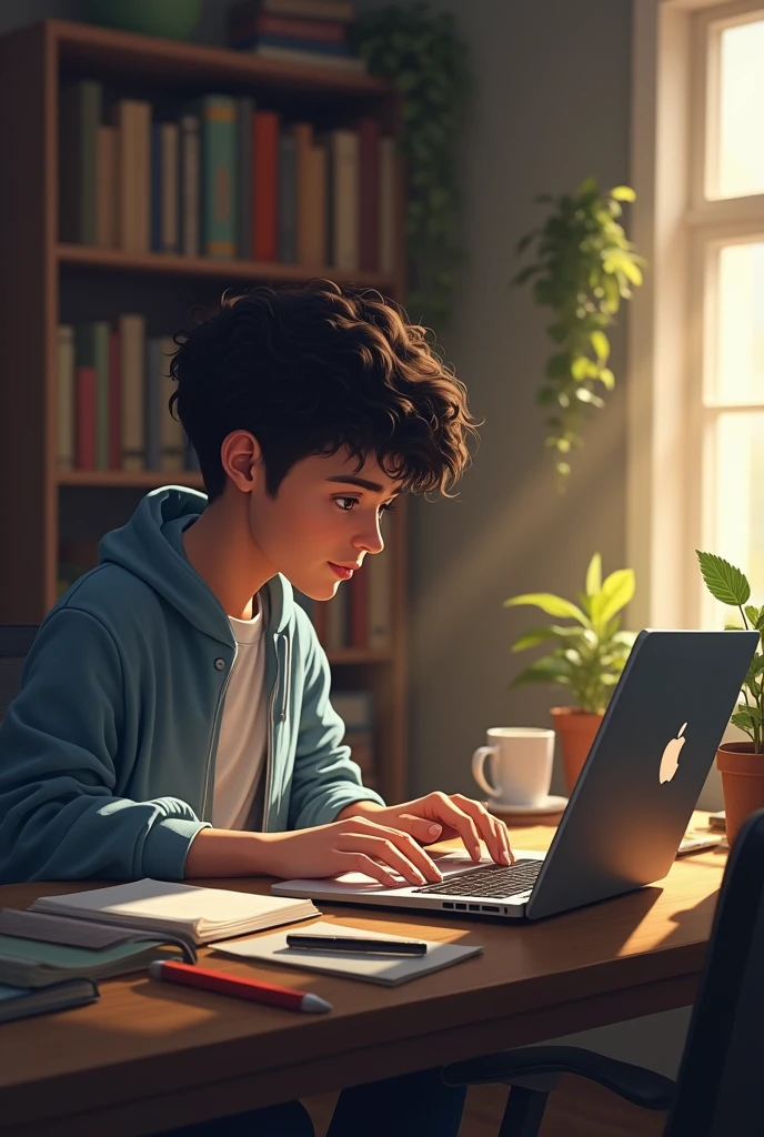 Student working on laptop